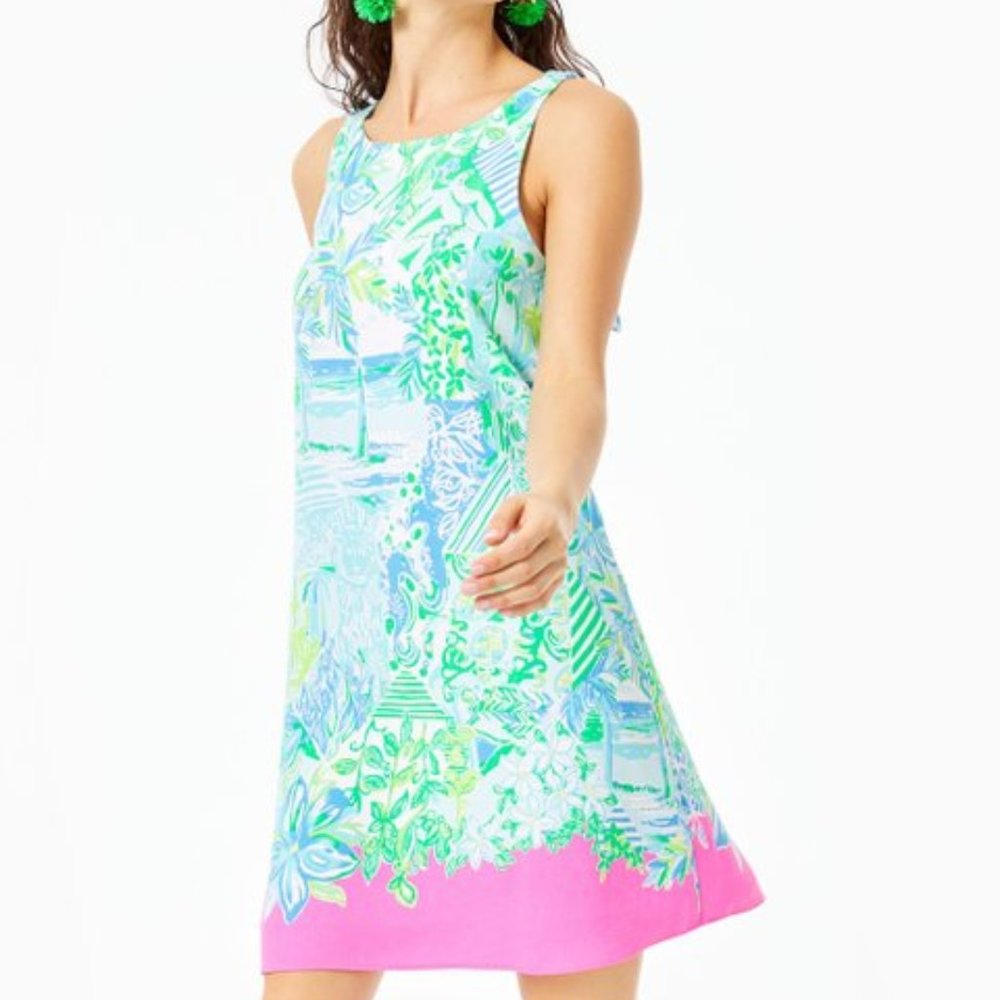 COPY - Lilly Pulitzer Jackie Shift Dress WHISPER BLUE BEACH HAPPY / Pre Owned XS